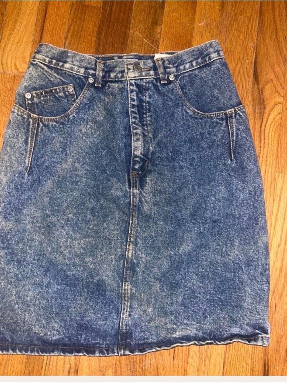 Vintage Jordache Acid Wash Blue Denim Midi Skirt